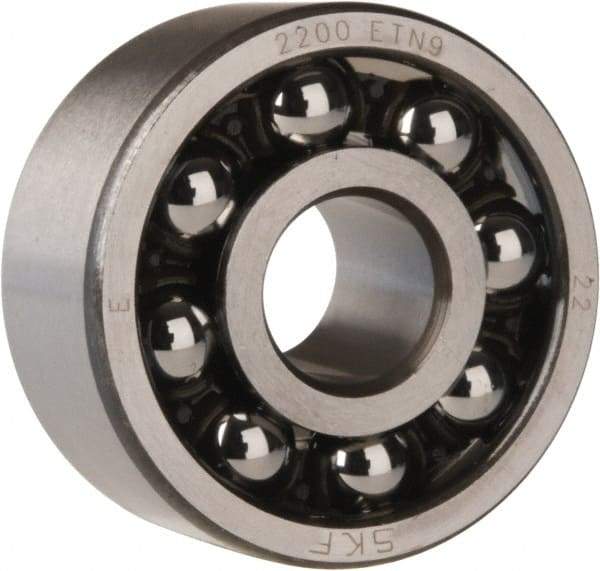 SKF - 10mm Bore Diam, 30mm OD, Open Self Aligning Radial Ball Bearing - 14mm Wide, 2 Rows, Round Bore, 389 Lb Static Capacity, 1,810 Lb Dynamic Capacity - Makers Industrial Supply