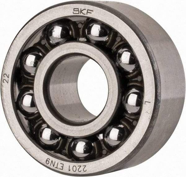 SKF - 12mm Bore Diam, 32mm OD, Open Self Aligning Radial Ball Bearing - 14mm Wide, 2 Rows, Round Bore, 427 Lb Static Capacity, 1,920 Lb Dynamic Capacity - Makers Industrial Supply