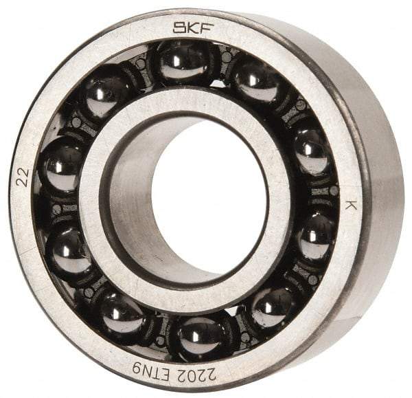 SKF - 15mm Bore Diam, 35mm OD, Open Self Aligning Radial Ball Bearing - 14mm Wide, 2 Rows, Round Bore, 459 Lb Static Capacity, 1,960 Lb Dynamic Capacity - Makers Industrial Supply