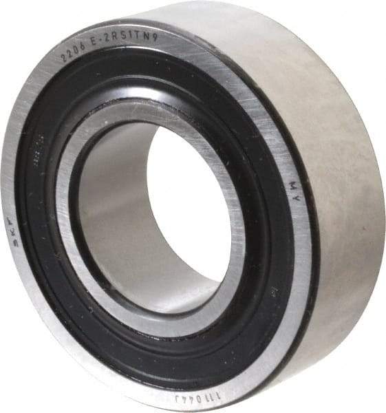 SKF - 30mm Bore Diam, 62mm OD, Double Seal Self Aligning Radial Ball Bearing - 20mm Wide, 2 Rows, Round Bore, 1,510 Lb Static Capacity, 5,350 Lb Dynamic Capacity - Makers Industrial Supply