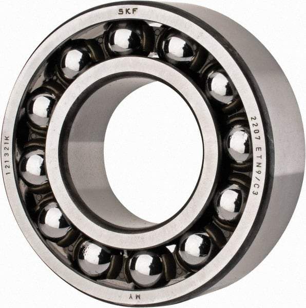 SKF - 35mm Bore Diam, 72mm OD, Open Self Aligning Radial Ball Bearing - 23mm Wide, 2 Rows, Round Bore, 1,980 Lb Static Capacity, 6,900 Lb Dynamic Capacity - Makers Industrial Supply