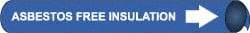 NMC - Pipe Marker with Asbestos Free Legend and Arrow Graphic - 1-1/8 to 2-3/8" Pipe Outside Diam, White on Blue - Makers Industrial Supply