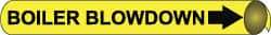 NMC - Pipe Marker with Boiler Blowdown Legend and Arrow Graphic - 4-5/8 to 5-7/8" Pipe Outside Diam, Black on Yellow - Makers Industrial Supply