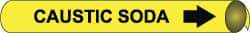 NMC - Pipe Marker with Caustic Soda Legend and Arrow Graphic - 10 to 10" Pipe Outside Diam, Black on Yellow - Makers Industrial Supply