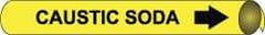 NMC - Pipe Marker with Caustic Soda Legend and Arrow Graphic - 10 to 10" Pipe Outside Diam, Black on Yellow - Makers Industrial Supply