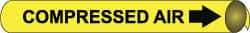 NMC - Pipe Marker with Compressed Air Legend and Arrow Graphic - 1-1/8 to 2-3/8" Pipe Outside Diam, Black on Yellow - Makers Industrial Supply