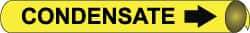 NMC - Pipe Marker with Condensate Legend and Arrow Graphic - 1-1/8 to 2-3/8" Pipe Outside Diam, Black on Yellow - Makers Industrial Supply