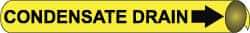 NMC - Pipe Marker with Condensate Drain Legend and Arrow Graphic - 4-5/8 to 5-7/8" Pipe Outside Diam, Black on Yellow - Makers Industrial Supply