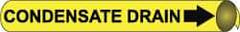 NMC - Pipe Marker with Condensate Drain Legend and Arrow Graphic - 10 to 10" Pipe Outside Diam, Black on Yellow - Makers Industrial Supply