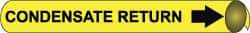 NMC - Pipe Marker with Condensate Return Legend and Arrow Graphic - 3-3/8 to 4-1/2" Pipe Outside Diam, Black on Yellow - Makers Industrial Supply