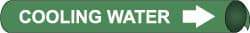 NMC - Pipe Marker with Cooling Water Legend and Arrow Graphic - 4-5/8 to 5-7/8" Pipe Outside Diam, White on Green - Makers Industrial Supply