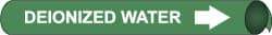 NMC - Pipe Marker with Deionized Water Legend and Arrow Graphic - 1-1/8 to 2-3/8" Pipe Outside Diam, White on Green - Makers Industrial Supply