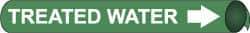 NMC - Pipe Marker with Treated Water Legend and Arrow Graphic - 10 to 10" Pipe Outside Diam, White on Green - Makers Industrial Supply