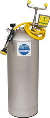 Bradley - 15 Gallon, 0.4 GPM Flow Rate at 30 PSI, Pressurized with Drench Hose Stainless Steel, Portable Eye Wash Station - 18 Min Duration, 12-1/4 Inch Wide x 30-3/8 Inch High - Makers Industrial Supply