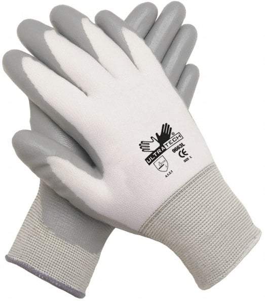 MCR Safety - Size XL (10) Polyurethane Coated Nylon General Protection Work Gloves - For General Purpose, Palm & Fingers Coated, Knit Wrist Cuff, Full Fingered, Gray, Paired - Makers Industrial Supply