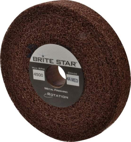 Brite Star - 6" Diam, 1" Face Width, 1" Center Hole, Medium Grade, Aluminum Oxide Deburring Wheel - Convolute, Hard Density 4 Grade, 6,000 RPM - Makers Industrial Supply