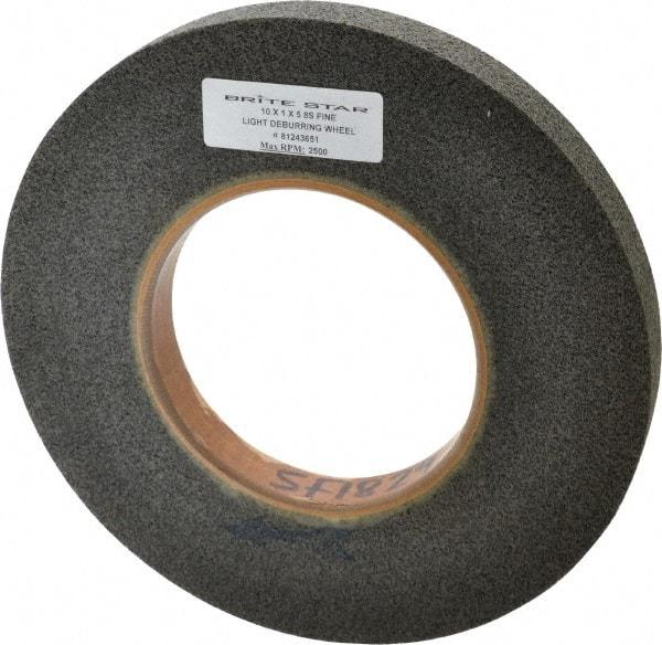 Brite Star - 10" Diam, 1" Face Width, 5" Center Hole, Fine Grade, Silicon Carbide Deburring Wheel - Convolute, Hard Density 8 Grade, 3,600 RPM - Makers Industrial Supply