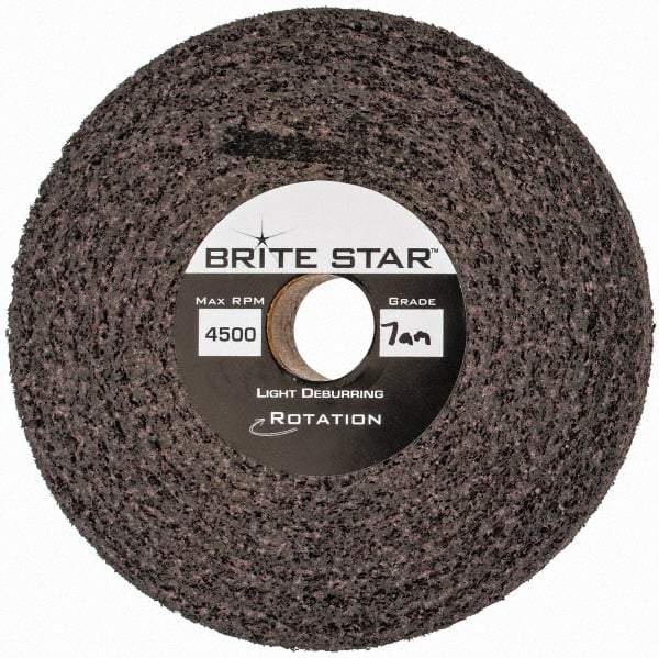 Brite Star - 6" Diam, 1" Face Width, 1" Center Hole, Medium Grade, Aluminum Oxide Deburring Wheel - Convolute, Hard Density 8 Grade, 6,000 RPM - Makers Industrial Supply