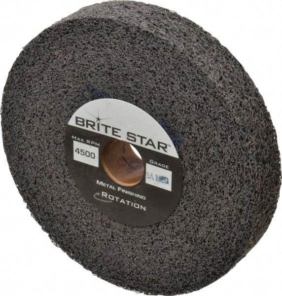 Brite Star - 6" Diam, 1" Face Width, 1" Center Hole, Medium Grade, Aluminum Oxide Deburring Wheel - Convolute, Soft Density 5 Grade, 6,000 RPM - Makers Industrial Supply