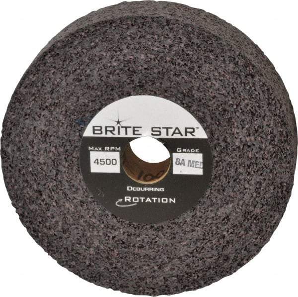 Brite Star - 6" Diam, 1-1/2" Face Width, 1" Center Hole, Medium Grade, Aluminum Oxide Deburring Wheel - Convolute, Hard Density 8 Grade, 4,500 RPM - Makers Industrial Supply