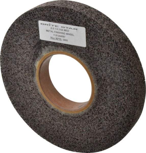 Brite Star - 8" Diam, 1" Face Width, 3" Center Hole, Medium Grade, Aluminum Oxide Deburring Wheel - Convolute, Medium Density 6 Grade, 4,500 RPM - Makers Industrial Supply