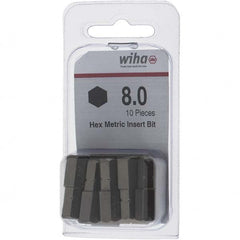 Wiha - 8mm Hex Screwdriver Bit - 1/4" Drive, 1" OAL - Makers Industrial Supply