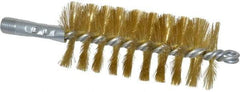 Schaefer Brush - 4-1/2" Brush Length, 2" Diam, Double Stem, Single Spiral Tube Brush - 8" Long, Brass, 1/4" NPSM Male Connection - Makers Industrial Supply