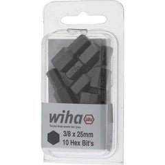 Wiha - 3/8" Hex Screwdriver Bit - 1/4" Drive, 1" OAL - Makers Industrial Supply