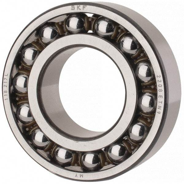 SKF - 40mm Bore Diam, 80mm OD, Open Self Aligning Radial Ball Bearing - 23mm Wide, 2 Rows, Round Bore, 2,250 Lb Static Capacity, 7,170 Lb Dynamic Capacity - Makers Industrial Supply