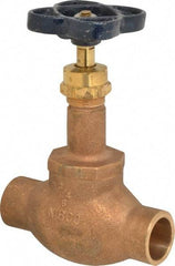 NIBCO - 3/4" Pipe, Soldered Ends, Bronze Integral Globe Valve - PTFE Disc, Screw-In Bonnet, 200 psi WOG, 125 psi WSP, Class 125 - Makers Industrial Supply