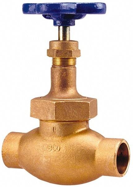 NIBCO - 1/8" Pipe, Soldered Ends, Bronze Integral Globe Valve - PTFE Disc, Union Bonnet, 300 psi WOG, 150 psi WSP, Class 150 - Makers Industrial Supply