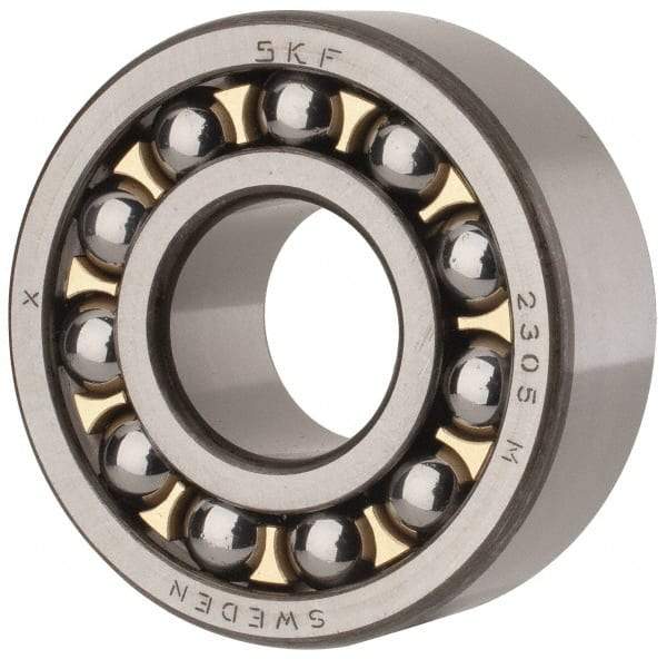 SKF - 25mm Bore Diam, 62mm OD, Open Self Aligning Radial Ball Bearing - 24mm Wide, 2 Rows, Round Bore, 1,470 Lb Static Capacity, 5,440 Lb Dynamic Capacity - Makers Industrial Supply