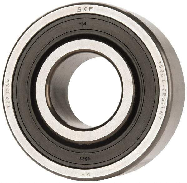 SKF - 30mm Bore Diam, 72mm OD, Double Seal Self Aligning Radial Ball Bearing - 27mm Wide, 2 Rows, Round Bore, 1,980 Lb Static Capacity, 7,010 Lb Dynamic Capacity - Makers Industrial Supply