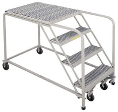 PW Platforms - 40" 4 Step Platform - Rolling Work Platform, 500 Lb Capacity, 40" Platform Height, 32" Base Width x 53" Base Depth, Perforated Tread - Makers Industrial Supply