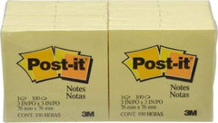 3M - 100 Sheet, 3 x 3", Note Pad/Writing Pad/Notebook - Yellow - Makers Industrial Supply