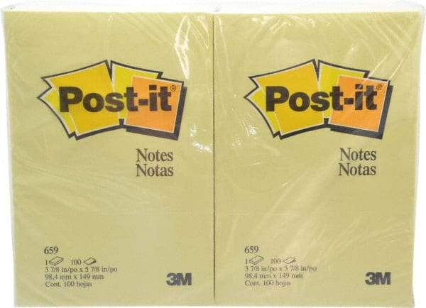 3M - 100 Sheet, 4 x 6", Note Pad/Writing Pad/Notebook - Yellow - Makers Industrial Supply