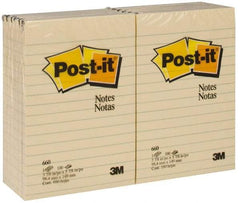 3M - 100 Sheet, 4 x 6", Note Pad/Writing Pad/Notebook - Yellow - Makers Industrial Supply