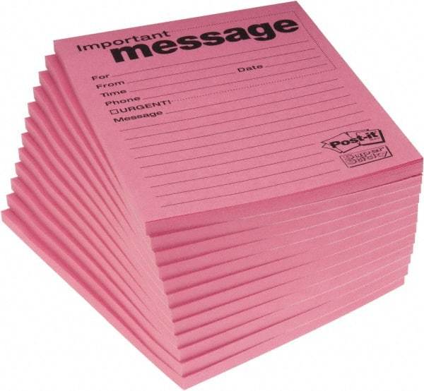 3M - 50 Sheet, 4 x 5", Note Pad/Writing Pad/Notebook - Pink - Makers Industrial Supply