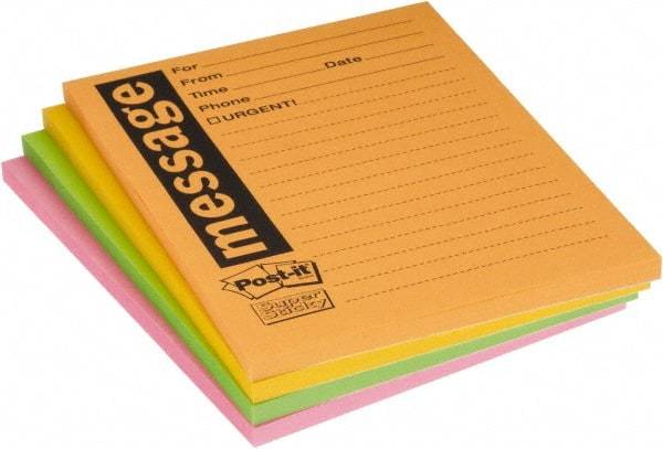 3M - 90 Sheet, 4 x 5", Note Pad/Writing Pad/Notebook - Yellow - Makers Industrial Supply