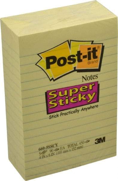 3M - 90 Sheet, 4 x 6", Note Pad/Writing Pad/Notebook - Yellow - Makers Industrial Supply