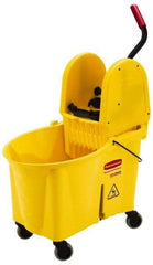 Rubbermaid - 44 Qt Plastic Bucket & Wringer - 26-3/4" Long x 38-3/4" High x 18-1/8" Wide, Yellow - Makers Industrial Supply