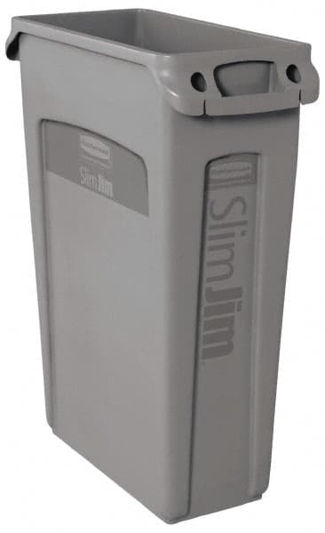 Rubbermaid - 23 Gal Gray Rectangle Trash Can - Polyethylene, 30" High x 22" Long x 11" Wide - Makers Industrial Supply