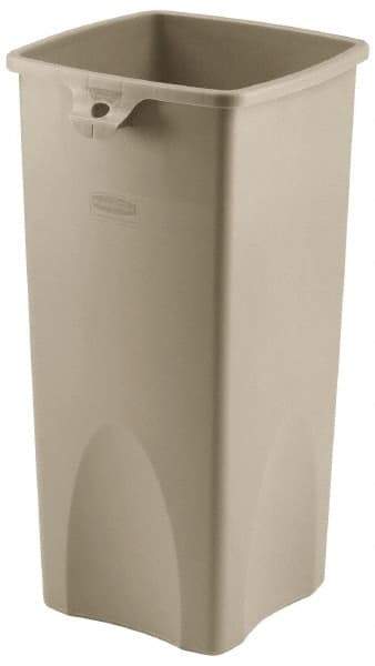 Rubbermaid - 23 Gal Beige Square Trash Can - Polyethylene, 30.9" High x 16-1/2" Long x 15-1/2" Wide - Makers Industrial Supply