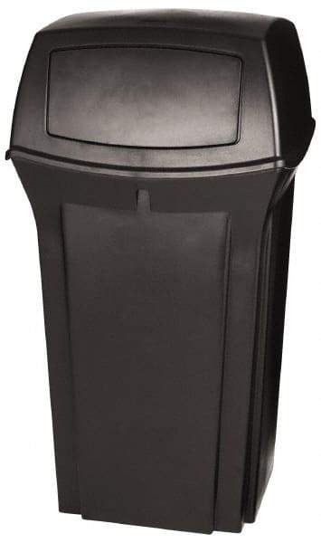 Rubbermaid - 35 Gal Black Square Trash Can - Polyethylene, 41" High x 21-1/2" Long x 21-1/2" Wide - Makers Industrial Supply