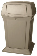 Rubbermaid - 45 Gal Beige Square Trash Can - Polyethylene, 41-1/2" High x 24-7/8" Long x 24-7/8" Wide - Makers Industrial Supply