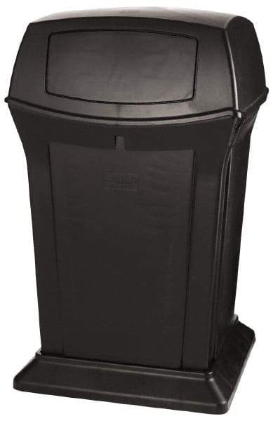 Rubbermaid - 45 Gal Black Square Trash Can - Polyethylene, 41-1/2" High x 24-7/8" Long x 24-7/8" Wide - Makers Industrial Supply