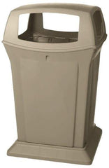 Rubbermaid - 45 Gal Beige Square Trash Can - Polyethylene, 41-1/2" High x 24-7/8" Long x 24-7/8" Wide - Makers Industrial Supply