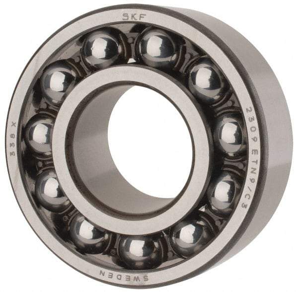 SKF - 45mm Bore Diam, 100mm OD, Open Self Aligning Radial Ball Bearing - 36mm Wide, 2 Rows, Round Bore, 4,340 Lb Static Capacity, 14,300 Lb Dynamic Capacity - Makers Industrial Supply