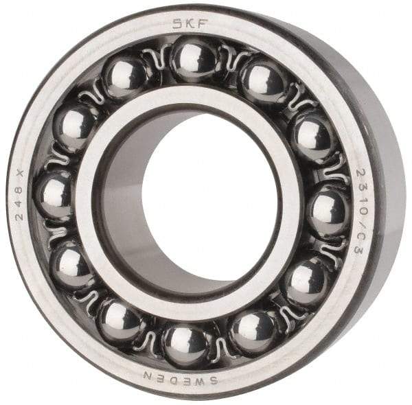 SKF - 50mm Bore Diam, 110mm OD, Open Self Aligning Radial Ball Bearing - 40mm Wide, 2 Rows, Round Bore, 4,500 Lb Static Capacity, 14,300 Lb Dynamic Capacity - Makers Industrial Supply