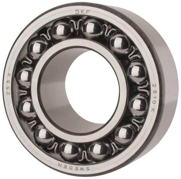 SKF - 50mm Bore Diam, 110mm OD, Open Self Aligning Radial Ball Bearing - 40mm Wide, 2 Rows, Round Bore, 4,500 Lb Static Capacity, 14,300 Lb Dynamic Capacity - Makers Industrial Supply